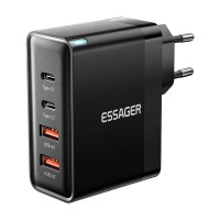 Sienas lādētājs, Essager, ECT2CA-QYB01-Z, 2xUSB-C, 2xUSB-A, 100W (melns)