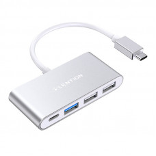 Lention 4in1 Hub USB-C to USB 3.0 + 2x USB 2.0 + USB-C (silver)