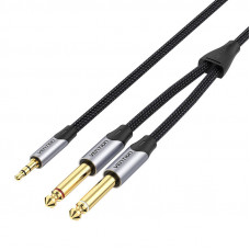 Kabelis audio mini ligzda 3,5 mm līdz 2 x 6,5 mm Vention BARHG 1,5 m (pelēks)