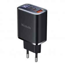 Mcdodo CH-2180 2xUSB-C + USB-A, 30 W tīkla lādētājs ar displeju (melns)