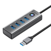 PDD4U USB uz 4x USB 3.0 centrmezgla adapteris (pelēks)