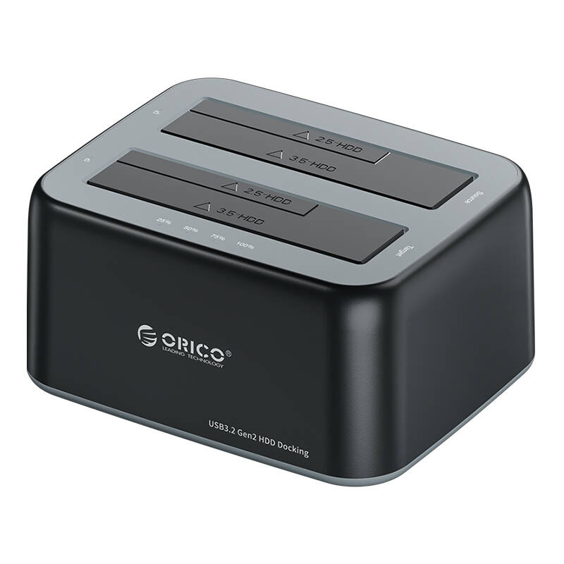 Orico dokstacija 2,5" / 3,5" HDD / SSD, 5Gbps, USB-A uz USB-B ar klonēšanas funkciju (melns)