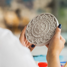 Ģipša krāsojamā bilde 3D mandala krāsu un otu komplekts