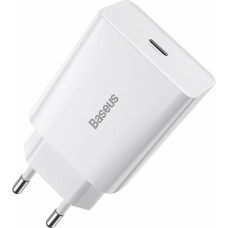 Baseus ātrais sienas lādētājs, USB-C, PD, 3A, 20W (balts)