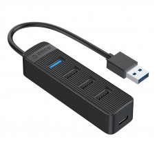 USB uz USB 3.0 + 3x USB 2.0 centrmezgla adapteris (melns)