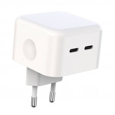 Sienas lādētājs, XO L102, 2x USB-C, 35W (balts)