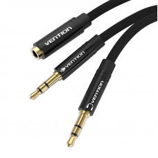 Vention Cable Audio 3.5mm female to 2x3.5mm male Vention BBLBF 1m (black)