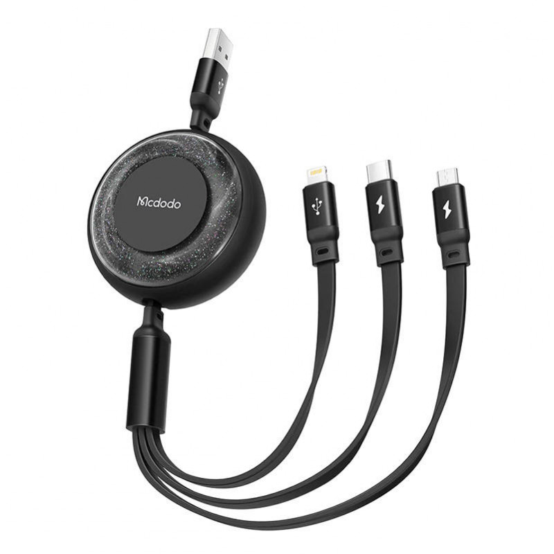 Mcdodo 3in1 USB to USB-C / Lightning / Micro USB Cable, Mcdodo CA-3570, 1.2m (Black)