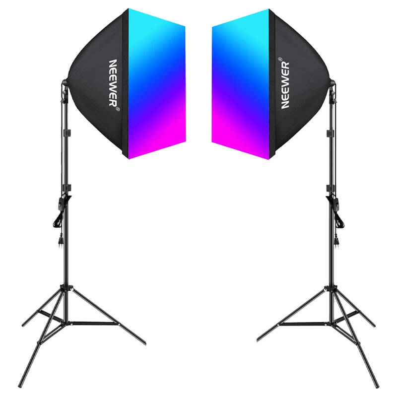 Neewer Kit Neewer NK800 two softboxes + bulbs RGB 24W 2700-6500K + tripods + barndoors