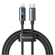 CA-5710 USB-C uz Lightning kabelis ar 36 W mirgojošu gaismu 1,2 m (melns)