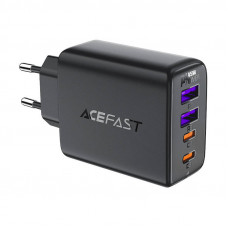 Sienas lādētājs, Acefast A61 GaN 2xUSB-A, 2xUSB-C PD45W EU (melns)