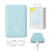 Baseus Powerbanks,Magnētisks Mini 10000mAh, USB-C 20W MagSafe (zils)