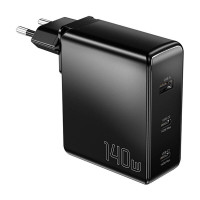 Sienas lādētājs, Essager, ECT2CA-MQB01-Z, 2xUSB-C, USB-A, 140W (melns)