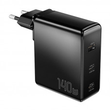 Essager Wall charger, Essager, ECT2CA-MQB01-Z, 2xUSB-C, USB-A, 140W (black)