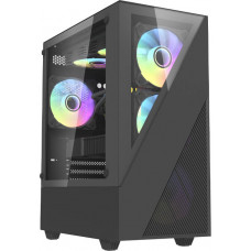 Darkflash Aigo E330M datora korpuss + 4 argb ventilatori (melns)