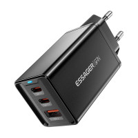 Sienas lādētājs, Essager, ECTAC-KSB01-Z, GaN, 2xUSB-C, USB-A, 67W (melns)