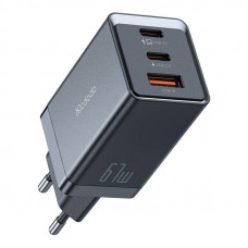 CH-1541 GaN sienas lādētājs ar USB, 2x USB-C, 1x USB, 67W (melns)