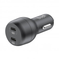 Budi automašīnas lādētājs, 2x USB-C, 40W, PD (melns)