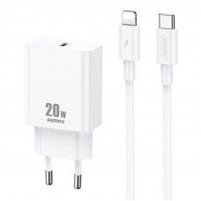 Sienas lādētājs Remax, RP-U5, USB-C, 20W (balts) + Lightning kabelis