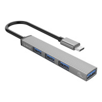 USB uz USB 3.0 + 3x USB 2.0 centrmezgla adapteris (pelēks)