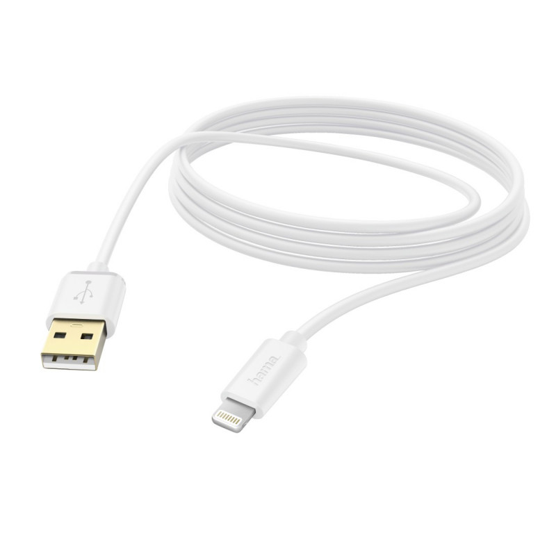 Hama 00187207 Charging/Data Cable, Lightning 3m, White