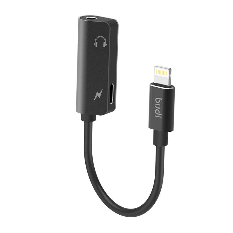 Budi Lightning to AUX mini jack 3.5mm adapter + Lightning Budi (black)