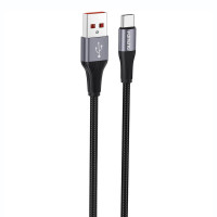 X112 USB-A uz USB-C kabelis, 3A, 1m (melns)