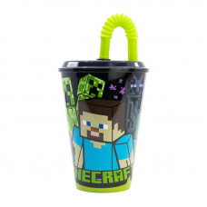 Ūdens krūze ar salmiņu bērniem STOR 40430 430 ml Minecraft (melns)