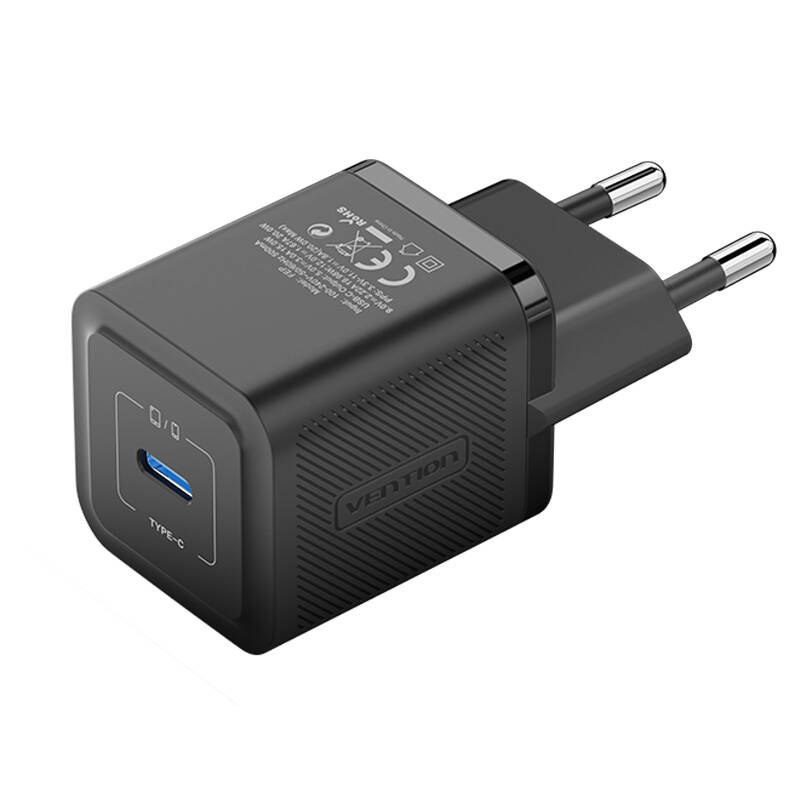 Vention Wall charger, Vention, FEPB0-EU, USB-C, 20W, GaN (black)