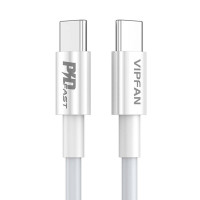 USB-C uz USB-C kabelis VFAN P02, 1m (balts)