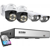 IP kamera ZOSI 2 gab C296 WiFi 5MP & 2 gab C182 WiFi 8MP + NVR 8ch + 2TB HDD