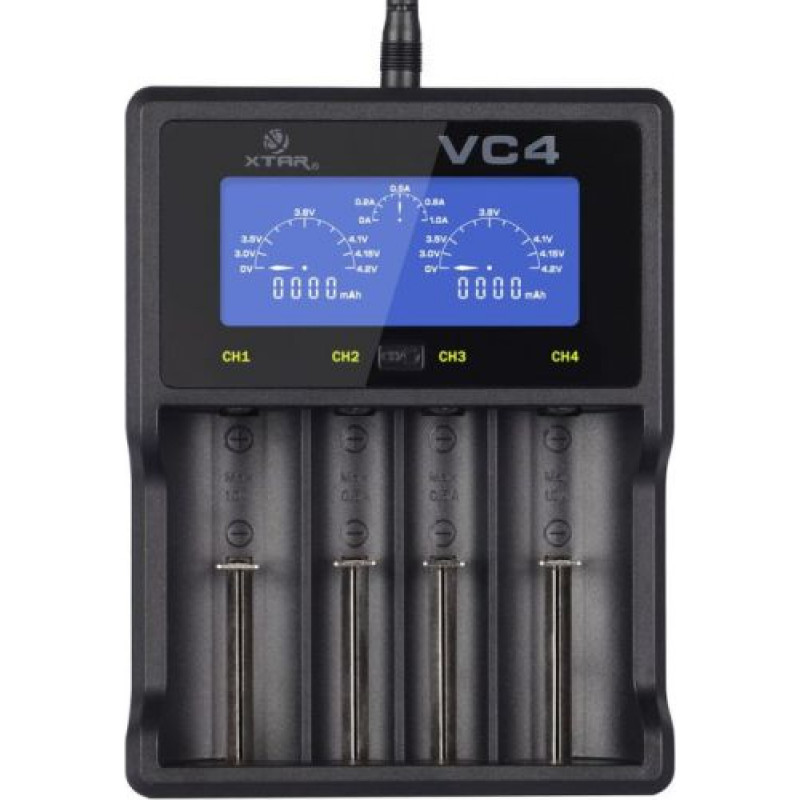 Xtar VC4 LCD, Universālais lādētājs ar aizsardzību, Li-ion/Ni-MH, USB, 4.2V