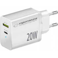 Esperanza EZC105W Lādētājs Type C 20W + USB QC3.0 18W