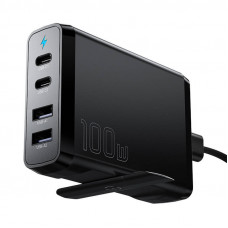 Galda lādētājs,2xUSB-C 2xUSB-A 100W Essager GaN (melns)