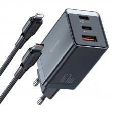 Mcdodo CH-1544 GaN sienas lādētājs, 2x USB-C, 1x USB, 67W + USB-C uz USB-C kabelis (melns)