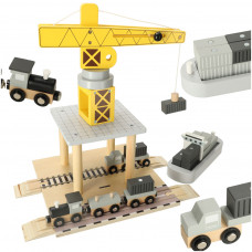 Crane seaport + train ship wooden