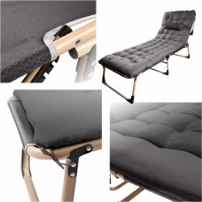 Camping bed with pillow 193 cm dark grey