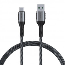 USB-A 3.1 uz USB-C Ātrās uzlādes kabelis Lention CB-ACE-6A1M, 6A, 10Gbps, 0,5m (melns)