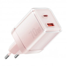 Essager Wall charger Yueqi 70W GaN USB-C + USB-A (pink)