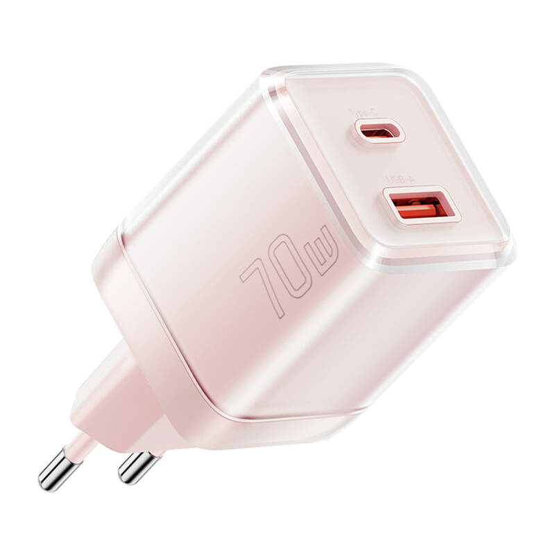 Essager Wall charger Yueqi 70W GaN USB-C + USB-A (pink)