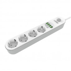 Ldnio strāvas pagarinātājs ar 4 maiņstrāvas rozetēm, 4x USB, LDNIO SE4432, 2m (balts)