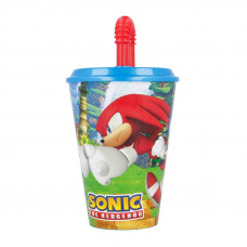 Ūdens krūze ar salmiņiem bērniem STOR 40530 430 ml Sonic the Hedgehoh (zils un sarkans)