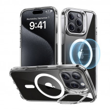 Classic Hybrid (HaloLock) maciņš ar statīvu priekš iPhone 16 Pro (caurspīdīgs)