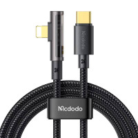 CA-3390 36 W 1,2 m USB-C līdz Lightning leņķa kabelim (melns)