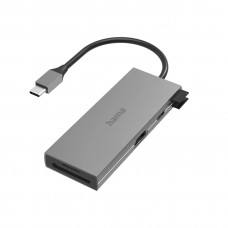 Hama 00200110 USB-C centrmezgls, daudzporti, 6 porti, 2 x USB-A, USB-C, HDMI, SD, microSD