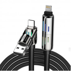 Blitzwolf 4-in-1 USB-C/USB-A to USB-C/Lightning cable Blitzwolf BW-HDC6 1.2m 240W RGB (black)