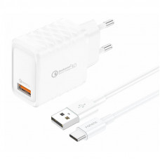 Foneng EU54 USB-A, 3A mains charger (White) + USB-A to USB-C cable