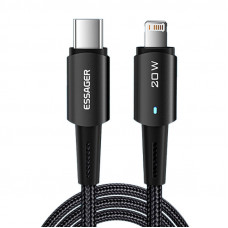 USB-C uz Lightning kabelis, Essager, EXCTL-CG01, 20W, 1m (melns)