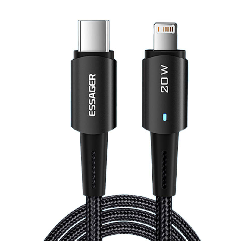 Essager USB-C to Lightning cable, Essager, EXCTL-CG01, 20W, 1m (black)