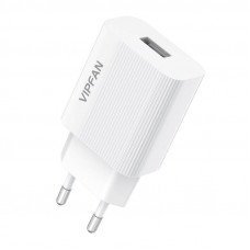 Sienas lādētājs VFAN E01, 1x USB, 2.4A (balts)